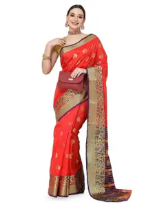 ISHQY Woven Design Zari Silk Cotton Banarasi Saree