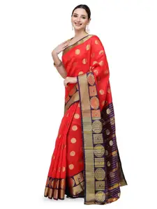 ISHQY Woven Design Zari Silk Cotton Designer Banarasi Saree
