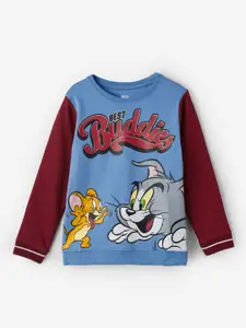 The Souled Store Boys Blue Tom & Jerry Printed Pullover Sweatshirt