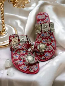 Kiana House Of Fashion Printed Embellished One Toe Flats