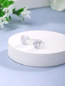 Yellow Chimes 92.5 Sterling Silver Zircon Studded Stud Earrings