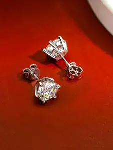 Yellow Chimes Silver-Plated 925 Sterling Silver Contemporary Studs Earrings