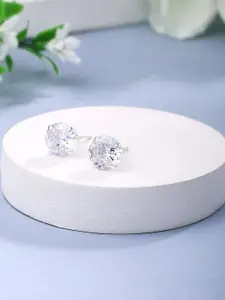 Yellow Chimes Silver-Plated 925 Sterling Silver Contemporary Zircon Studs Earrings