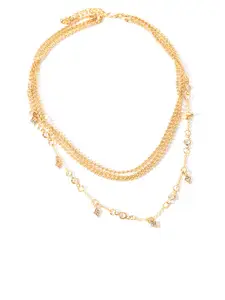 Yellow Chimes Gold Plated Crystal Drop Choker Necklace