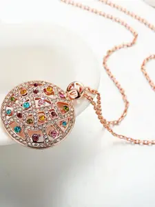 Yellow Chimes 18KT Rose Gold-Plated Circular Pendants with Chains