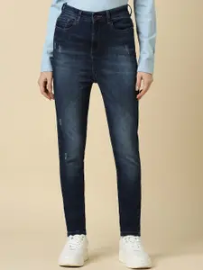 Allen Solly Woman Skinny Fit Mid-Rise Low Distress Heavy Fade Stretchable Jeans