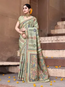 elora Floral Printed Tussar Saree
