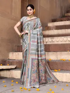 elora Floral Printed Tussar Saree