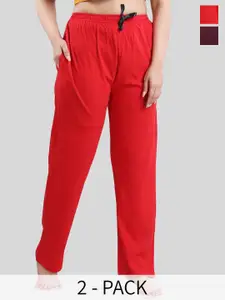 Fabme Women Set Of 2 Solid Cotton Lounge Pants