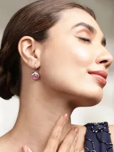 Rubans Rhodium-Plated Contemporary Drop Earrings