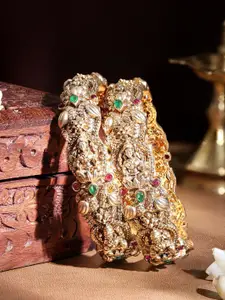 Rubans Set Of 2 22K Gold-Plated Stone Studded Bangles