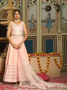 Rujave Embellished Thread Work Semi-Stitched Lehenga & Unstitched Blouse With Dupatta