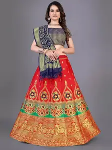 Rujave Ethnic Motifs Woven Design Semi-Stitched Lehenga & Unstitched Blouse With Dupatta