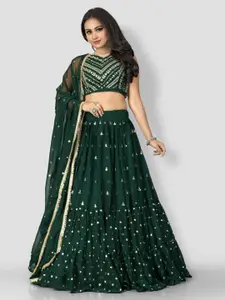 Rujave Embroidered Silk Georgette Semi-Stitched Lehenga & Unstitched Blouse With Dupatta