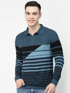 Kalt Striped Shirt Collar Pullover Sweater