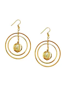 FEMMIBELLA Gold-Plated Circular Drop Earrings