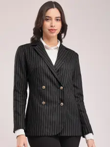 FableStreet Women Tailored-Fit Double-Breasted Blazer