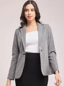FableStreet Women Checked Tailored-Fit Single Breasted Blazer