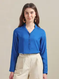 U.S. Polo Assn. Women Mandarin Collar Cotton Shirt Style Top
