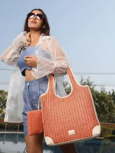 HIE Women's Anya Textured Synthetic Leather Tote with Hanging Pouch