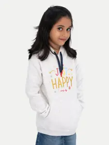 BAESD Girls Typography Printed Cotton Hood Pullover Sweatshirt