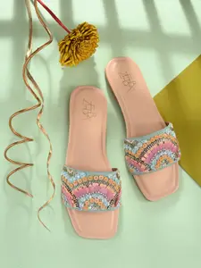 Zebba Embellished Open Toe Flats