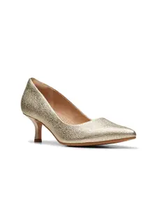 Clarks Textured Leather Party Kitten Pumps
