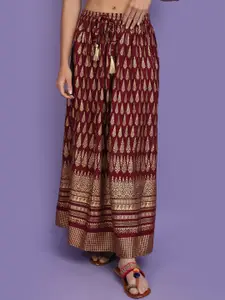 V-Mart Ethnic Printed Flared Maxi Skirt