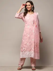 Biba Floral Embroidered Linen Unstitched Dress Material