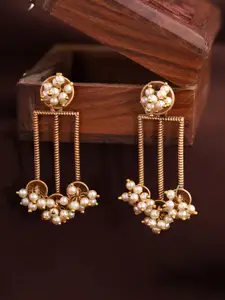 Priyaasi Gold-Plated Beads Beaded Contemporary Drop Earrings