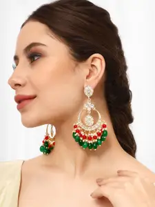 Priyaasi Gold-Plated Contemporary Kundan Drop Earrings