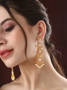 Priyaasi Gold-Plated Contemporary Drop Earrings