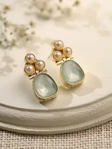 Priyaasi Gold-Plated Stones Studded Beads Beaded Contemporary Drop Earrings
