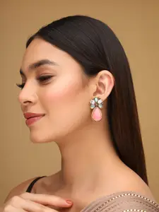 Priyaasi Gold-Plated Stones Studded Beads Beaded Floral Drop Earrings