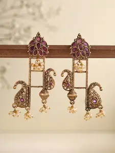 Priyaasi Gold-Plated Contemporary Drop Earrings