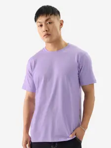 The Souled Store Lavender Round Neck Pure Cotton T-shirt