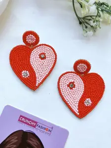 Crunchy Fashion Beaded Heart Shaped Drop Earrings