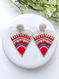 Crunchy Fashion Beaded Heart Shaped Drop Earrings