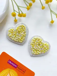 Crunchy Fashion Beaded Heart Shaped Studs Earrings