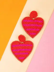 Crunchy Fashion Beaded Heart Shaped Drop Earrings