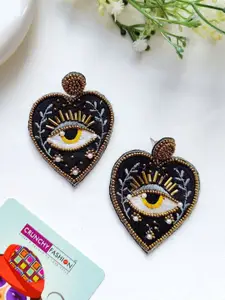 Crunchy Fashion Beaded Heart Shaped Drop Earrings