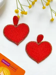 Crunchy Fashion Beaded Heart Shaped Drop Earrings