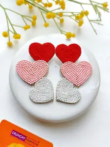 Crunchy Fashion Beaded Heart Shaped Drop Earrings