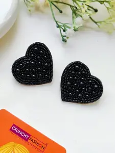Crunchy Fashion Beaded Heart Shaped Stud Earrings