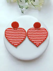 Crunchy Fashion Beaded Heart Shaped Drop Earrings