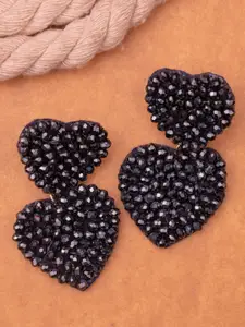 Crunchy Fashion Beaded Heart Shaped Drop Earrings