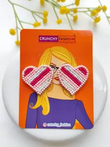 Crunchy Fashion Beaded Heart Shaped Studs Earrings