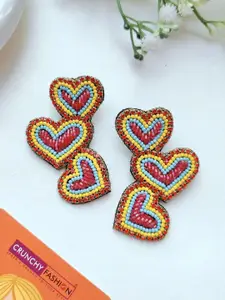 Crunchy Fashion Beaded Heart Shaped Drop Earrings