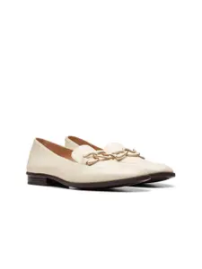 Clarks Women Square Toe Leather Loafers