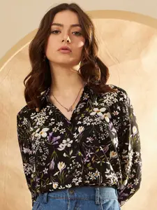 DENNISON Floral Printed Spread Collar Long Sleeves Casual Shirt